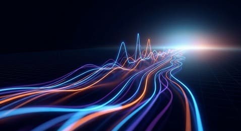 Flux lumineux représentant un pic de trafic réseau